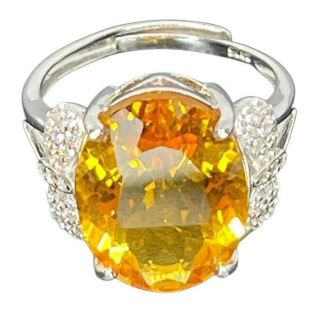 LUXY Gems Natural Citrine (10 cts.) Sterling Silver Ring Luxury Fashion(Sz 6-10)